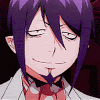 mephisto pheles from ao no exorcist grinning and laughing impishly.