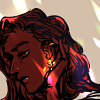dark-skinned person pushing their hair behind their ear