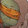 The Image is of Michelangelo from The Last Ronin. He is shown as younger and crying over Splinter.