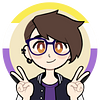picrew that supposed to look kind of like me. brown hair, glasses, wearing a purple shirt and black jacket, background has the nonbinary flag in a ring around the head.
